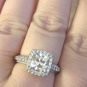 Tacori Diamonique Halo cushion ring